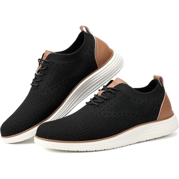 Men's Black Casual Dress Sneakers Oxfords Business Mesh Breathable Walking Shoes - Picture 5 of 8